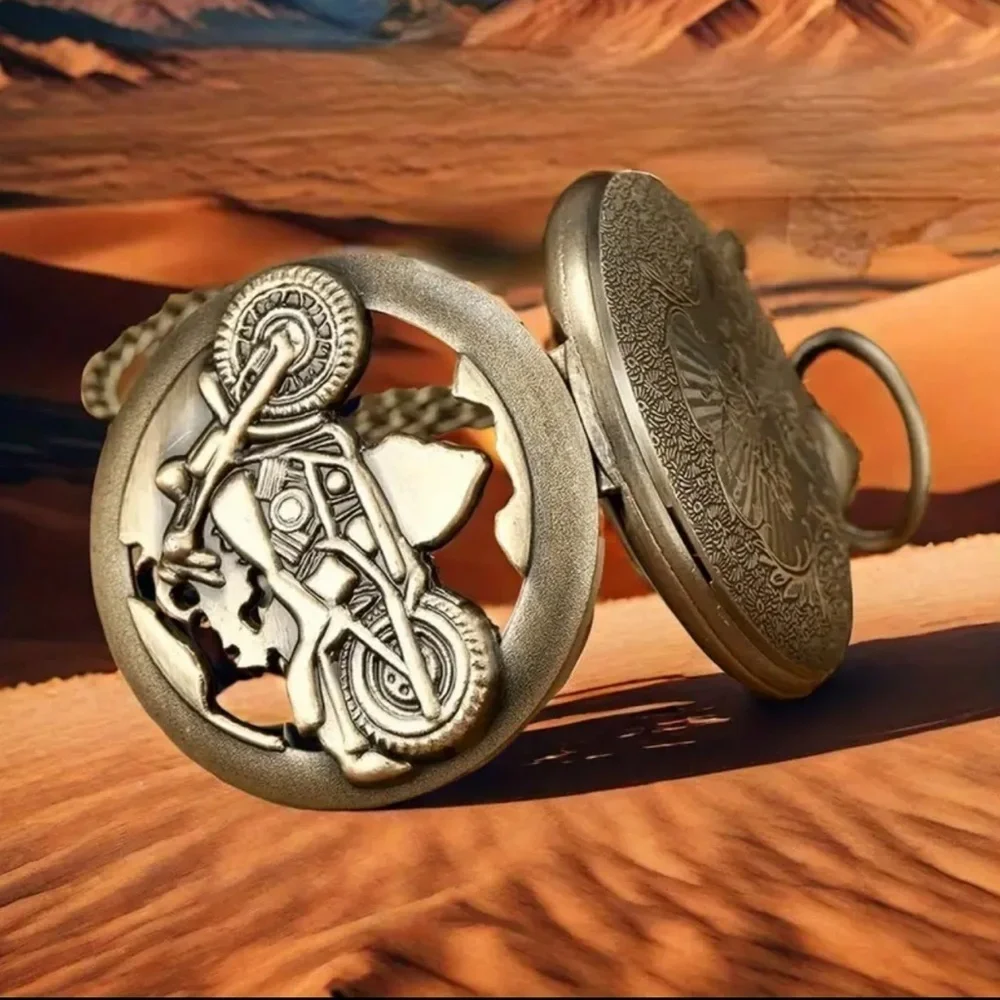 𝅺MOTORCYCLE Pocket Watch.‎ New